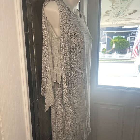 H&M Off White Black / Brown Polka Dot Abstract BOHO Tunic Open Sleeves SZ 2 - Picture 1 of 7